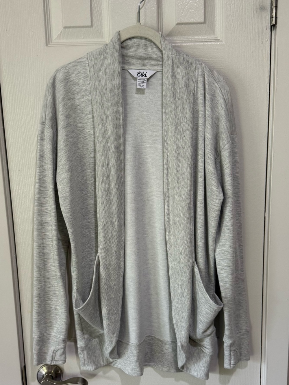 Athleta Light Gray Open-Front Cardigan